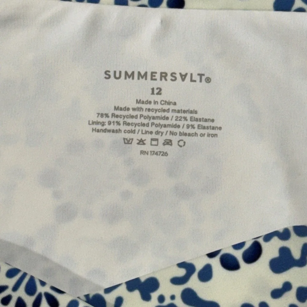 Summersalt Blue White Floral Bikini Bottom‎ Swimwear Size 12 New With Tags Beach